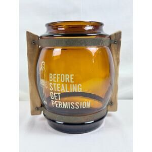 Brown Amber Snack Cookie Barrel Jar No lid Vintage